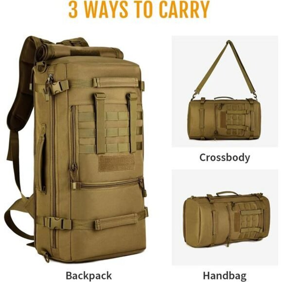 50L Tactical MOLLE Backpack Military Hiking Travel Bag Crossbody Handbag - Picture 4 of 7
